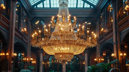 Obraz premium Grand Chandelier Hanging in Building