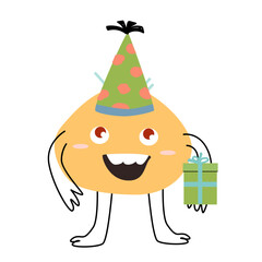 Celebration birthday cute monster with box