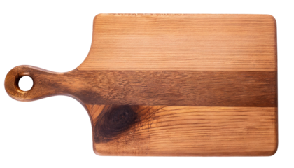 Wooden cutting and cooking board isolated on white background