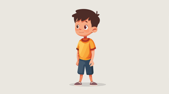 Cute Cartoon boy stands with white background. Colorf