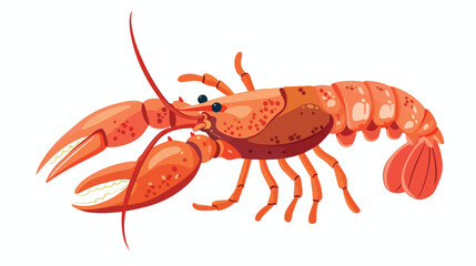 Cute lobster cartoon illustration isolated on white