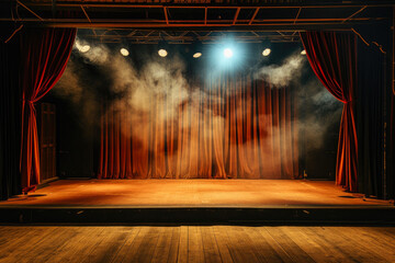 Enchanting Theater Backdrop: Curtains and Spotlights