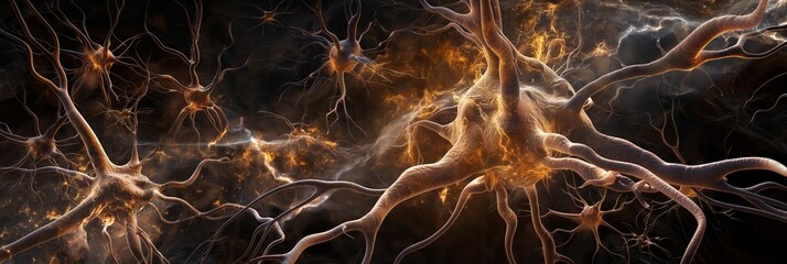 Image of the structure of cortical pyramidal neurons. - obrazy, fototapety, plakaty