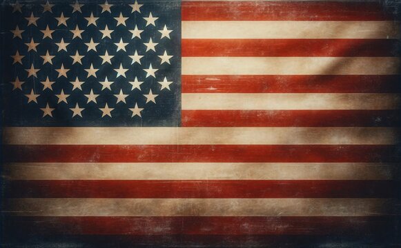 Background aged American flag, with a texture that suggests wear and historical longevity 50 white stars arranged wallpaper landscape texture