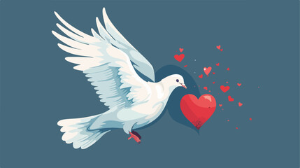 Elegant dovector bird with heart. Vector illustration.