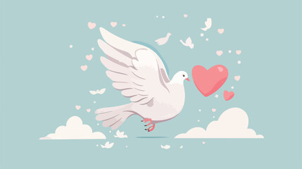 Elegant dovector bird with heart. Vector illustration. - obrazy, fototapety, plakaty