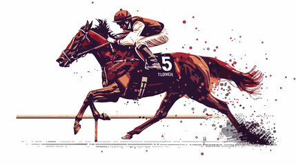 Horse racing Horse with jockey designed using dots pi - obrazy, fototapety, plakaty