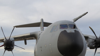 military transport plane static air display torrejon air base turbo propellers efficient engines...