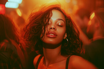 Fototapeta premium Vibrant Nightlife: Spontaneous Dance Delight Amidst the Crowd