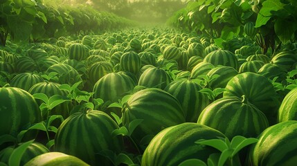 Large field of watermelons.