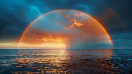 Two Rainbows Over Body of Water
