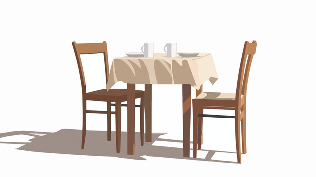 Restaurant Table and Chairs with table cloth and Shad