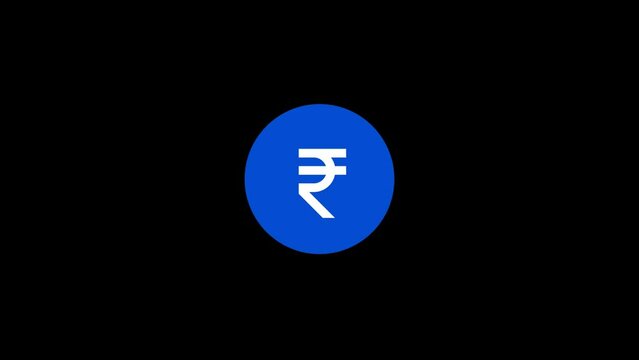 Indian rupee symbol icon circle fade Animation with transparent background 