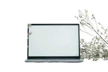 Laptop Featuring Blank Screen Isolated On Transparent Background