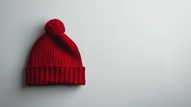 Red wool cap on a white background.