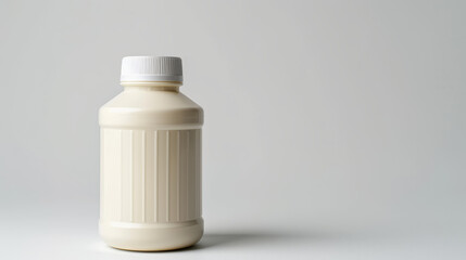 bottle with protein on white background - obrazy, fototapety, plakaty