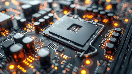 Close Up View of a Computer Motherboard