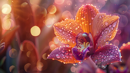 Fototapeta premium Beautiful view of pink orchid flower background