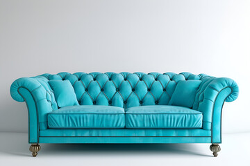 blue vintage style sofa isolated on white background