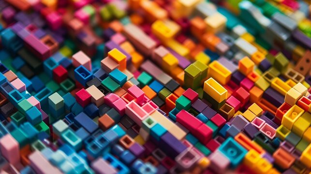 Vibrant array of multi-colored LEGO blocks.