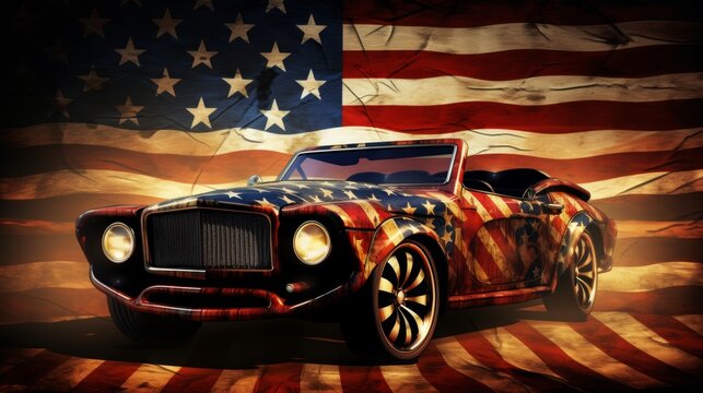 Nostalgic 1950s american life. vintage scenes with colorful retro cars and history