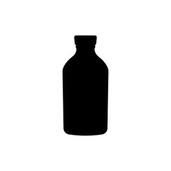 Bottle icon. Black contour linear silhouette. Vertical side view. Vector simple flat graphic illustration. The isolated object on a white background. Isolate.