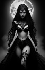 Demon woman in a fantasy world. Generative AI