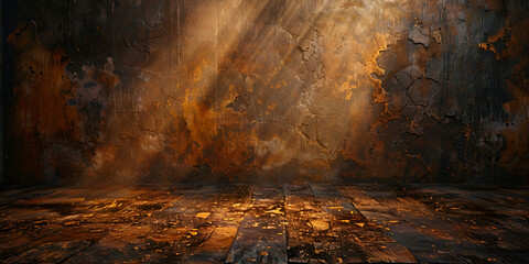 Wooden Floor and Rusty Window and sunlight  - obrazy, fototapety, plakaty