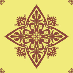 Flower seamless pattern brown color and yellow background number 5
