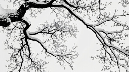 Winter snow on the branches of a tree patterns