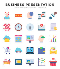 Collection of Business Presentation 25 Flat Icons Pack.