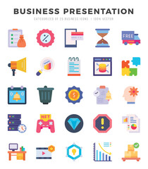 Business Presentation Icon Pack 25 Vector Symbols for Web Design.