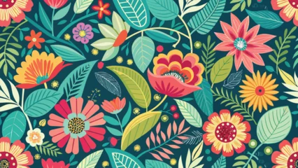 Möbelaufkleber Seamless floral pattern with flowers and leaves. Vector illustration. © Rony