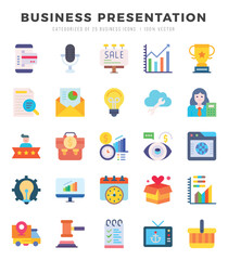 Simple Set of Business Presentation Related Vector Flat Icons.