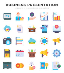 Set of Business Presentation icons in Flat style. High quality Flat Icons symbol collection.