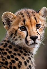 Close up portrait of cheetah cub