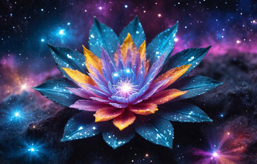 Cosmic magical flower in space