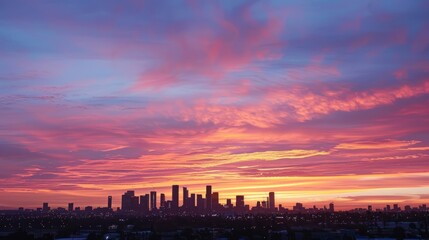Dramatic sunset over the city