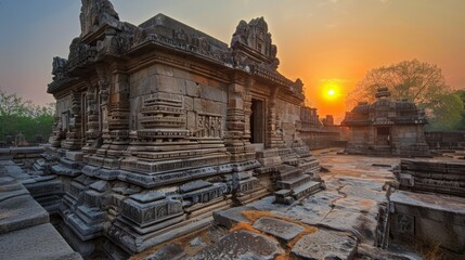 Ancient temples at sunset