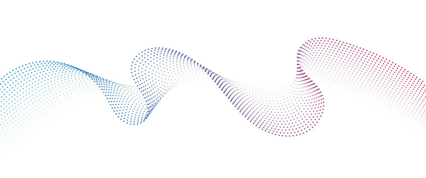 Flowing Dot Wave Pattern Halftone Curve Shape on Transparent Background