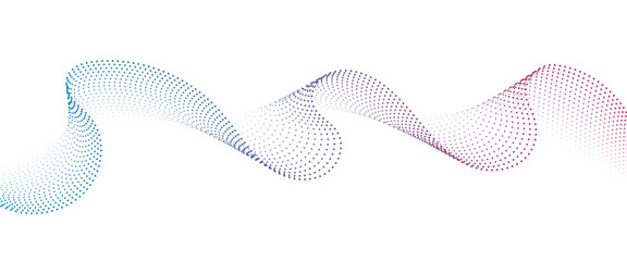 Flowing Dot Wave Pattern Halftone Curve Shape on Transparent Background