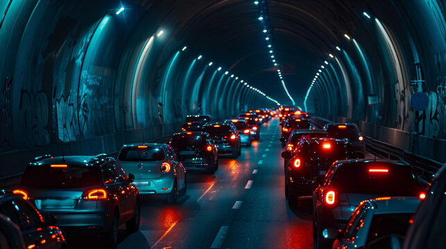 embouteillage de voitures dans un tunnel