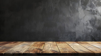 Real wood table top texture on dark room interior design background. For create product display or design key visual ,