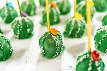 Delicious cactus cake pops for Cinco de Mayo celebration