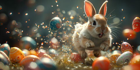 easter bunny with eggs,Easter celebration 