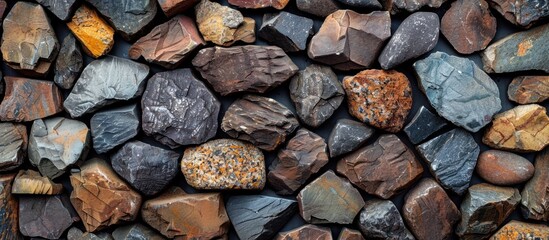 A collection of rocks in various colors and sizes stacked together.