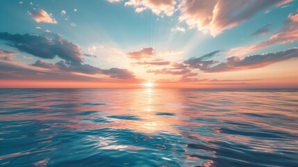 Fototapeta premium Beautiful seascape. Sunset over the sea.