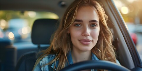 A woman in her forties behind the wheel of a car. Concept Photography, Portrait, Woman, Car, Forties