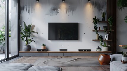 TV frame mock up in the modern simple living room