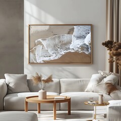 Tv frame for wall art mockup in modern luxury and simple living room 